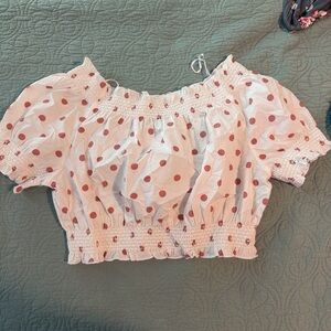 Polka Dot Off-Shoulder Top and skirt set